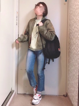 「NOLLEY'S」｜「アイテム（MA-1）」を使った、moeka,さん（レディース・160cm）の春コーディネート