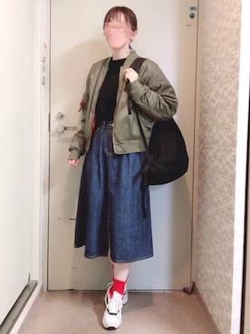 「niko and...（ニコアンド）のアイテム（MA-1）」を使った、moeka,さん（レディース・160cm）の春コーディネート