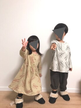 「bobochoses」｜「アイテム（ワンピース/ドレス）」を使った、y_uさん（キッズ・110cm）の秋コーディネート
