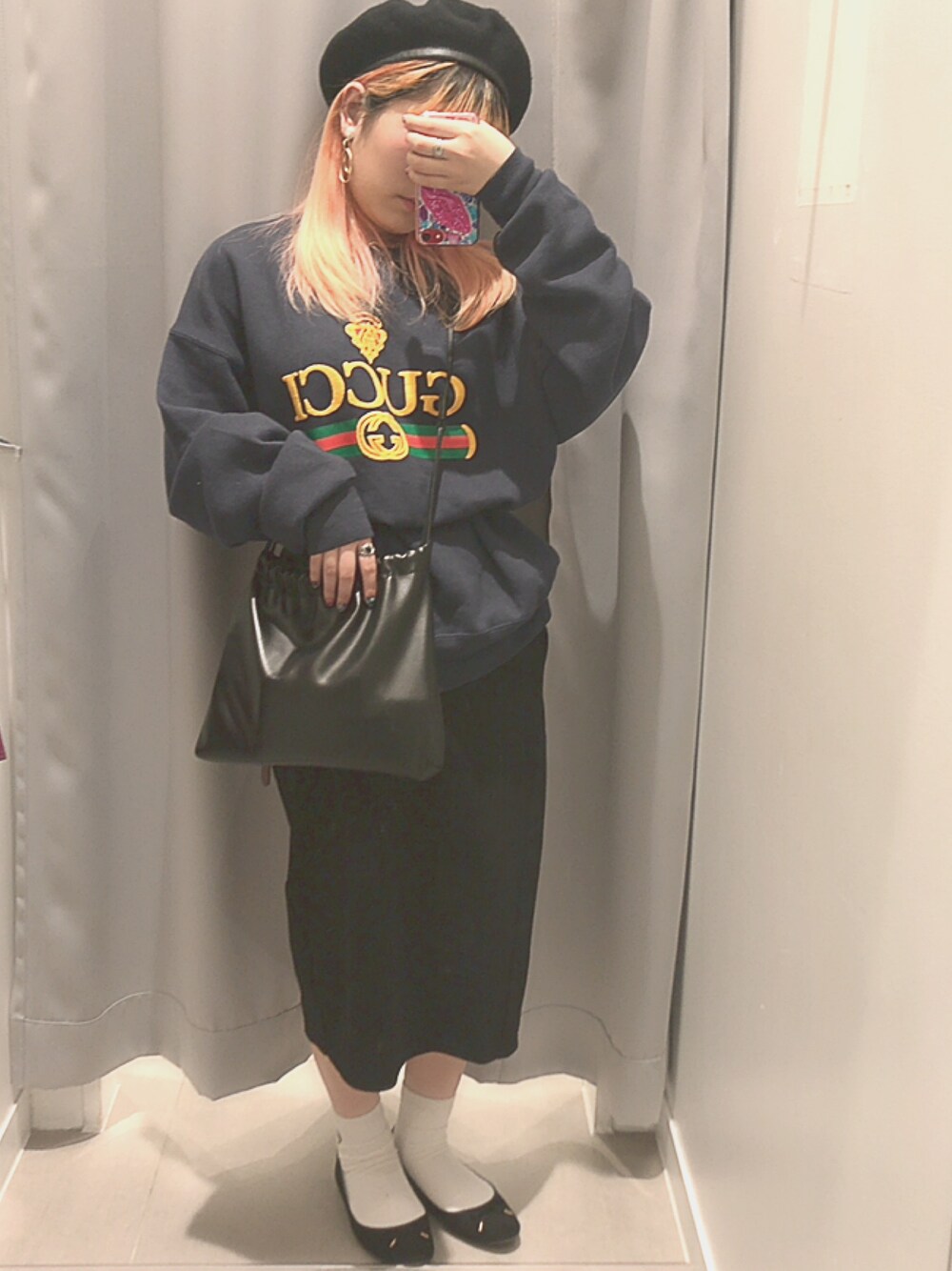 「平成最後のWEARISTAセンバツ、ゆるコーデ、お洒落さんとつながりたい、ビッグシルエット、古着MIX、GUCCI、巾着バッグ、バレエシューズ、プチプラ、GU」｜「VINTAGEのアイテム（スウェット、その他）」を使った、︎y u k i さん（レディース・151cm）の春コーディネートの1枚目の写真