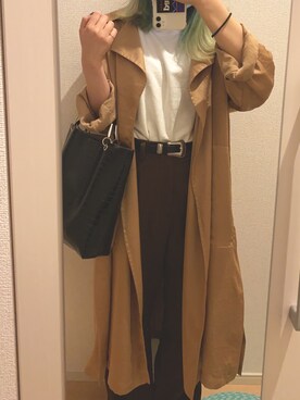 「JEANASIS（ジーナシス）のアイテム（トレンチコート）」を使った、︎y u k i さん（レディース・151cm）の春コーディネート