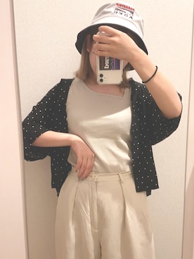 「ADER error（アーダーエラー）のアイテム（帽子）」を使った、︎y u k i さん（レディース・151cm）の夏コーディネート