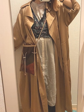 「JEANASIS（ジーナシス）のアイテム（トレンチコート）」を使った、︎y u k i さん（レディース・151cm）の秋コーディネート
