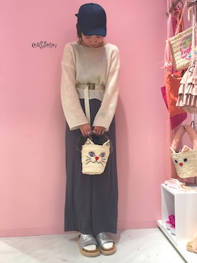 「リボンキャップ」｜「アイテム（バッグ）」を使った、ayumi☻さん（レディース・165cm）の春コーディネート