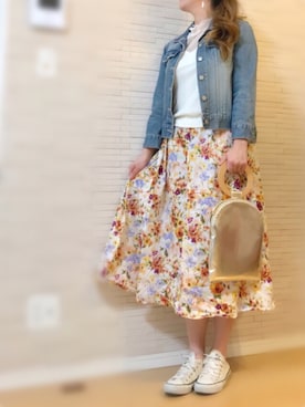「花見」｜「アイテム（デニムジャケット）」を使った、maa-♡さん（レディース・164cm）の春コーディネート