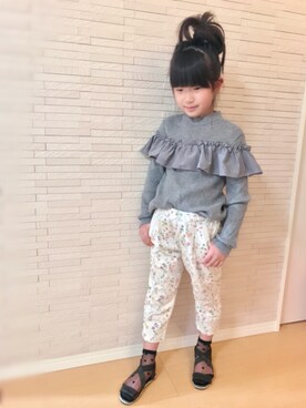 「フリルトップス」｜maa-♡さん（キッズ・120cm）の春コーディネート
