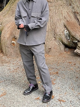 「アイテム（ドレスシューズ、パープル系）」を使った、しょーたさん（メンズ・173cm）の春コーディネート