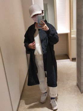 「no brand（ノーブランド）のアイテム（ノーカラーコート）」を使った、チャミさん（レディース・151cm）の春コーディネート