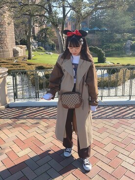 「Flugge（フラッジー）のアイテム（トレンチコート）」を使った、りなりさん（レディース・155cm）の冬コーディネート