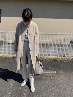 「Simplicite（サンプリシテ）のアイテム（トレンチコート）」を使った、りなりさん（レディース・155cm）の春コーディネート