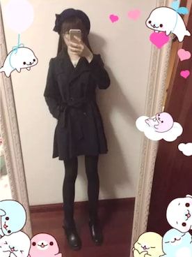「アイテム（トレンチコート）」を使った、熊ちゃんさん（レディース・165cm・10代）の秋コーディネート