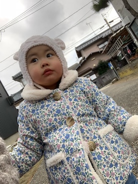 「花柄」｜「アイテム（その他アウター）」を使った、aiさん（キッズ・80cm）の冬コーディネート