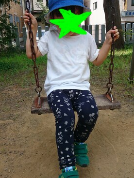 「袖ロールアップ」｜りーさんさん（キッズ・100cm）の夏コーディネート