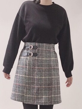「INGNI（イング）のアイテム（スカート、ブラック系）」を使った、ぴこさん（レディース・163cm）の春コーディネート