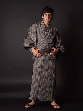 「--（--）のアイテム（浴衣）」を使った、kimonoあんのんさん（メンズ・171cm）の春コーディネート