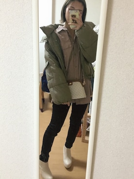 「fifth（フィフス）の中綿ショートダウンコート（ダウンジャケット/コート）」を使った、みささん（レディース・165cm）の冬コーディネート