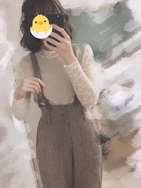 「Crisp（クリスプ）のアイテム（サロペット/オーバーオール）」を使った、悠さん（レディース・166cm）の冬コーディネート