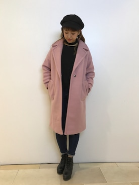 「SpRay（スプレイ）のアイテム（チェスターコート）」を使った、SpRay池袋PARCO店さん（レディース・163cm）の冬コーディネート