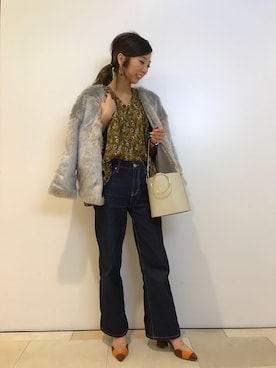 「SpRay（スプレイ）のアイテム（ノーカラージャケット）」を使った、SpRay池袋PARCO店さん（レディース・165cm）の冬コーディネート