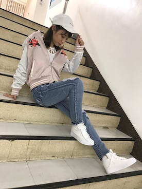 「SpRay（スプレイ）のアイテム（ブルゾン）」を使った、SpRay池袋PARCO店さん（レディース・156cm）の冬コーディネート