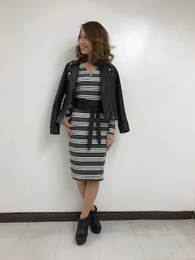 「SpRay（スプレイ）のアイテム（ライダースジャケット）」を使った、SpRay池袋PARCO店さん（レディース・163cm）の冬コーディネート