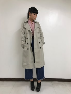「SpRay（スプレイ）のアイテム（トレンチコート）」を使った、SpRay池袋PARCO店さん（レディース・168cm）の冬コーディネート