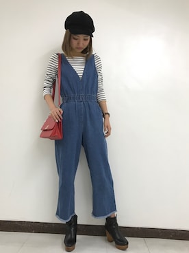 「SpRay（スプレイ）のアイテム（オールインワン・サロペット）」を使った、SpRay池袋PARCO店さん（レディース・165cm）の冬コーディネート