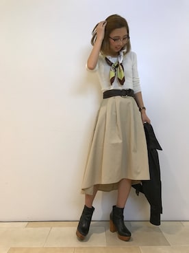 「SpRay（スプレイ）のアイテム（ライダースジャケット）」を使った、SpRay池袋PARCO店さん（レディース・165cm）の冬コーディネート