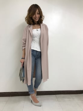 「SpRay（スプレイ）のアイテム（チェスターコート）」を使った、SpRay池袋PARCO店さん（レディース・163cm）の春コーディネート