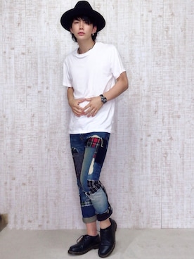 「SAINT LAURENT PARIS（サンローランパリ）のアイテム（帽子）」を使った、soraさん（メンズ・175cm）の夏コーディネート