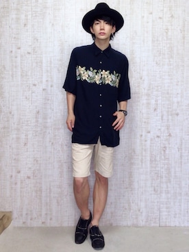 「SAINT LAURENT PARIS（サンローランパリ）のアイテム（帽子）」を使った、soraさん（メンズ・175cm）の夏コーディネート