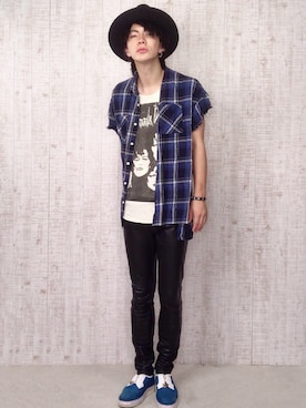 「SAINT LAURENT PARIS（サンローランパリ）のアイテム（帽子）」を使った、soraさん（メンズ・174cm）の秋コーディネート