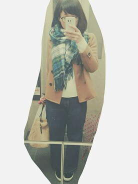 「KBF+（ケービーエフプラス）のKBF+ デニムワイドPT（その他パンツ、ブルー系）」を使った、タラコさん（レディース・170cm）の冬コーディネート