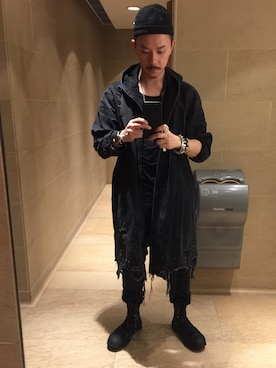 「alexanderwang（アレキサンダーワン）のアイテム（モッズコート）」を使った、Bさん（メンズ・170cm）の秋コーディネート