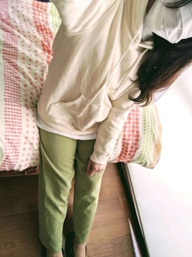 「古着のアイテム（その他パンツ、グリーン系）」を使った、sanosukeさん（レディース・152cm）の春コーディネート