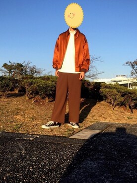 「ラップパンツ」｜「アイテム（ブルゾン）」を使った、MASAさん（メンズ・175cm）の秋コーディネート