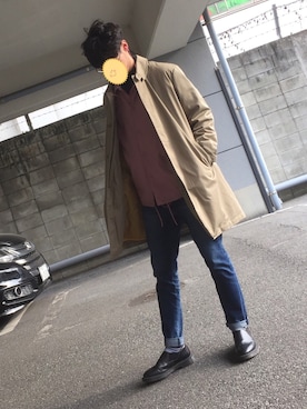 「niko and...（ニコアンド）のアイテム（ステンカラーコート）」を使った、MASAさん（メンズ・175cm）の冬コーディネート