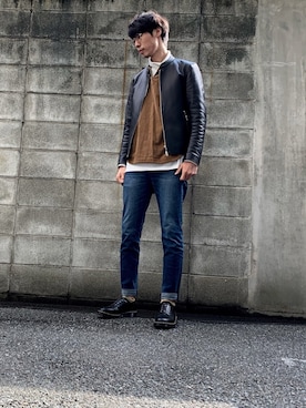 「Dr. Martens（ドクターマーチン）のアイテム（スリッポン）」を使った、MASAさん（メンズ・175cm）の秋コーディネート