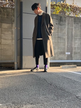 「Dr. Martens（ドクターマーチン）のアイテム（スリッポン）」を使った、MASAさん（メンズ・175cm）の冬コーディネート