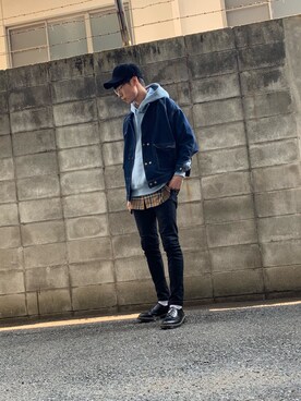 「neos（ネオス）のアイテム（デニムジャケット）」を使った、MASAさん（メンズ・175cm）の冬コーディネート
