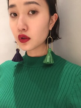 「タッセルピアス」｜haruna  yasudaさん（レディース・168cm）の冬コーディネート