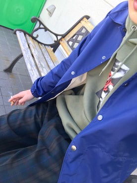 「Champion（チャンピオン）のアイテム（ナイロンジャケット、ブルー系）」を使った、murataさん（メンズ・176cm）の夏コーディネート