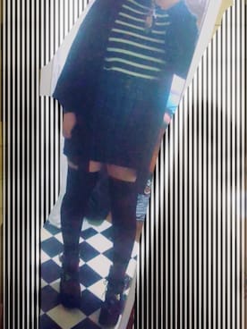 「ニーハイソックス」｜「アイテム（その他）」を使った、りちうむさん（レディース・166cm）の秋コーディネート