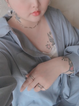 「水色」｜「アイテム（シャツワンピース）」を使った、りちうむさん（レディース・166cm）の春コーディネート
