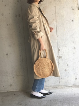 「サークルバッグ」｜「アイテム（トレンチコート）」を使った、ayu⑅*さん（レディース・170cm）の春コーディネート