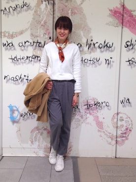 「ボートネック」｜「アイテム（財布/小物）」を使った、しょうじ  お姉さんさん（レディース・167cm）の冬コーディネート