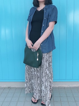 「ROXY（ロキシー）のアイテム（ビーチサンダル）」を使った、共兄さん（レディース・153cm）の秋コーディネート