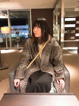 「PICCIN（ピッチン）のアイテム（チェスターコート）」を使った、共兄さん（レディース・153cm）の冬コーディネート