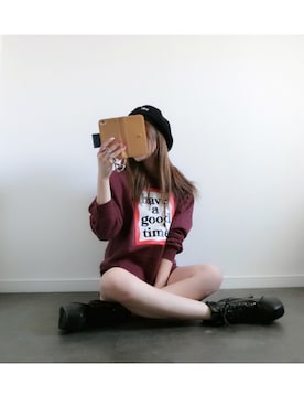 「Have a good time（ハバグッタイム）のアイテム（パーカー）」を使った、Mさん（レディース・157cm）の秋コーディネート