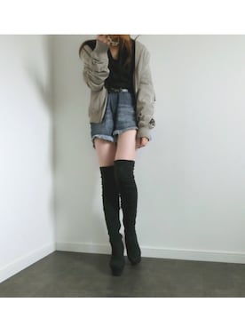 「ENVYM（アンビー）のアイテム（ブルゾン）」を使った、Mさん（レディース・157cm）の秋コーディネート